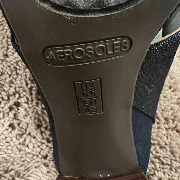 New in box Aerosoles high alert blue denim sandals 6.5 block heel x cross - Picture 7 of 16